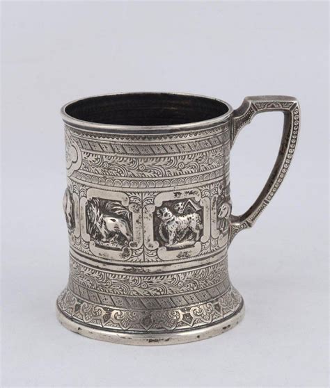 Scottish Silver Christening Mug With Wild Animal Engravings Mugs