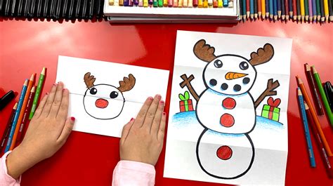 How To Draw A Snowman Folding Surprise - Art For Kids Hub