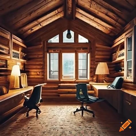 Cozy Office Room With Ski Cabin Style On Craiyon