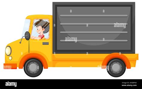 Delivery truck in cartoon style illustration Stock Photo - Alamy