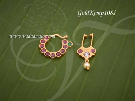 Nath Bullak Bharatanatyam Kuchipudi Gold Plated Nose Rings