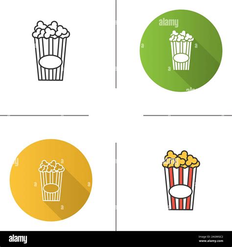 Paper Glass With Popcorn Icon Pop Corn Flat Design Linear And Color