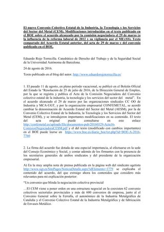 Texto Comparado Del Acuerdo Estatal Del Metal Anterior Del Acta De