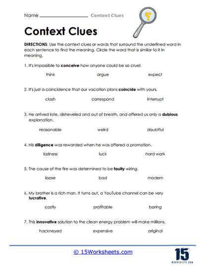 Context Clues Worksheets 15