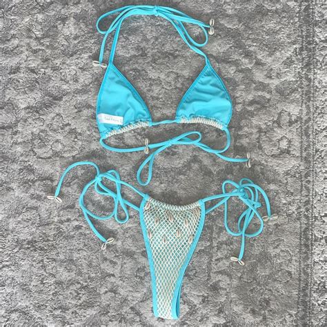 Andi Bagus Crochet Aqua Shell Bikini Set Labeled A Depop