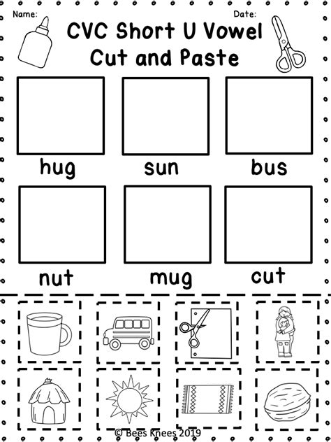 Cvc Worksheet Cut And Paste Activity Teaching Vowel Sounds Hot Sex Picture