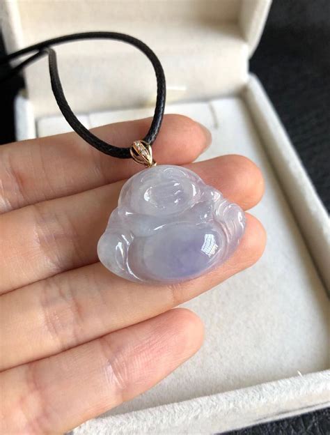 High Grade Icy Jadeite Buddha Pendant Natural Lavender Ice Species