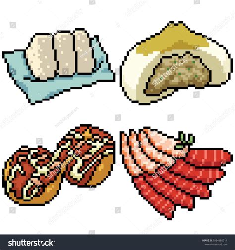 Pixel Art Set Isolated Asian Snack Royalty Free Stock Vector 1864980511