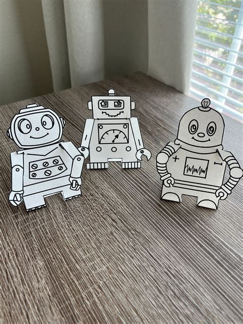 robots  paper craft kids activity digital  diy coloring