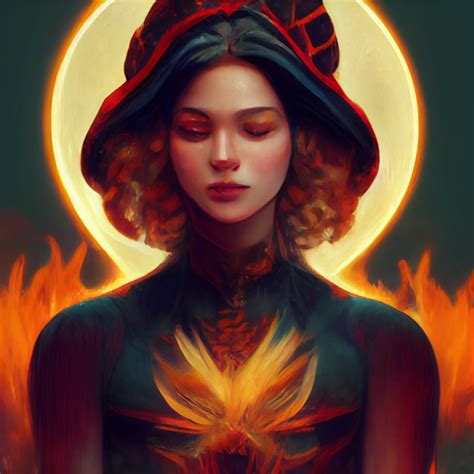 Female Goddess Of Fire Tarot Card Style Raf Midjourney Openart