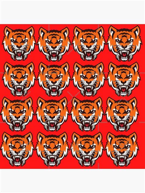 "Scary Tiger Face On Red" Sticker for Sale by Cultradesign | Redbubble