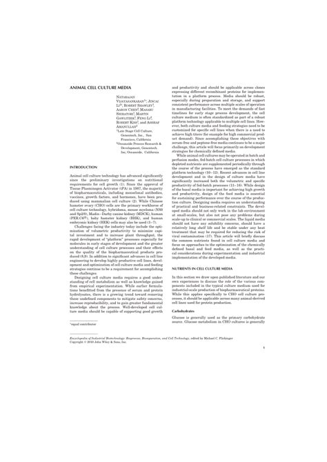 Animal Cell Culture Media Components / Advances And Challenges In Stem ...