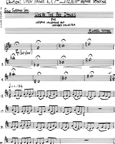 Where The Bee Dances Solo Soprano Saxophone Sheet Music By Michael