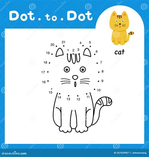 Dot To Dot Educational Game And Coloring Book Of Cat Animal Cartoon