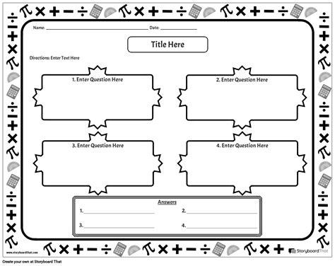 Problem Solving Worksheet Landscape Bw Storyboard