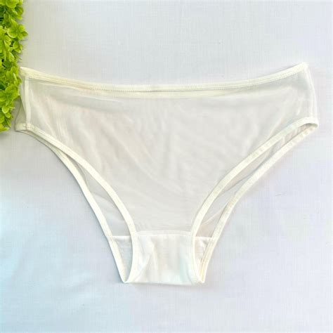Transparent Mesh Bikini Panties With White Edging Basic Lingerie In Many Colors Etsy