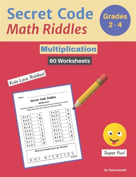 Secret Code Math Riddles Multiplication 60 Worksheets Grades 2