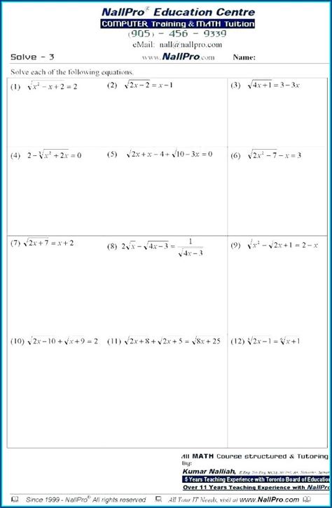 Grade 8 Linear Equations Worksheet