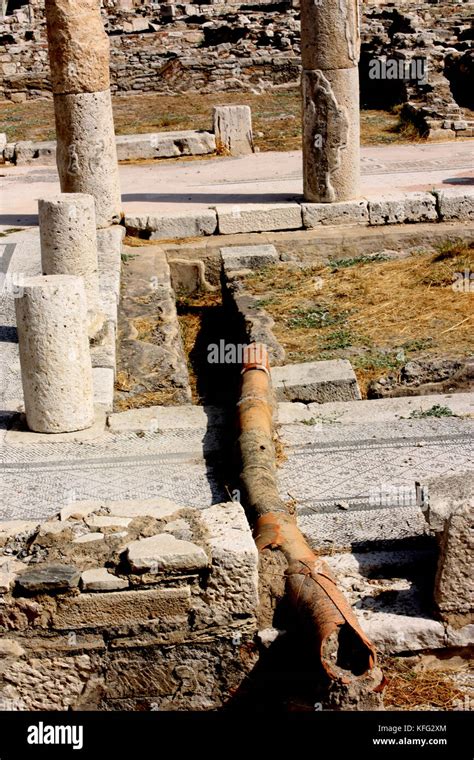 Ruins at the Archaeological Museum in Pythagorio on Samos Stock Photo ...