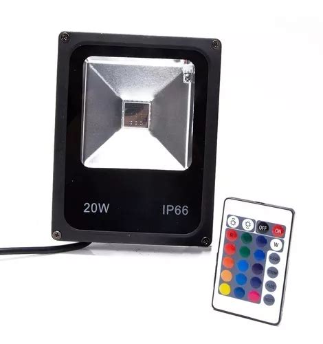 Refletor Holofote Led Rgb W Ip Bivolt Colorido Controle Cor Da Luz