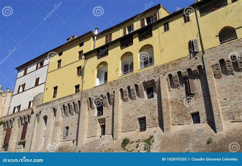 Jesi Ancona Marche Italy The Ancient City Walls And A Cat On The