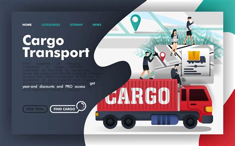 Cargo Transport Logistics Flat Vector Illustration Concept Freight