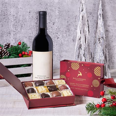 Holiday Wine & Chocolate Gift Basket – wine gift baskets – US delivery