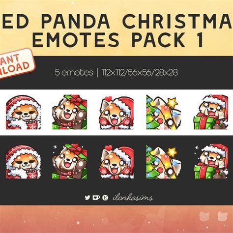 Red Panda Twitchdiscord Emotes Pack 6 Set Of 7 Etsy