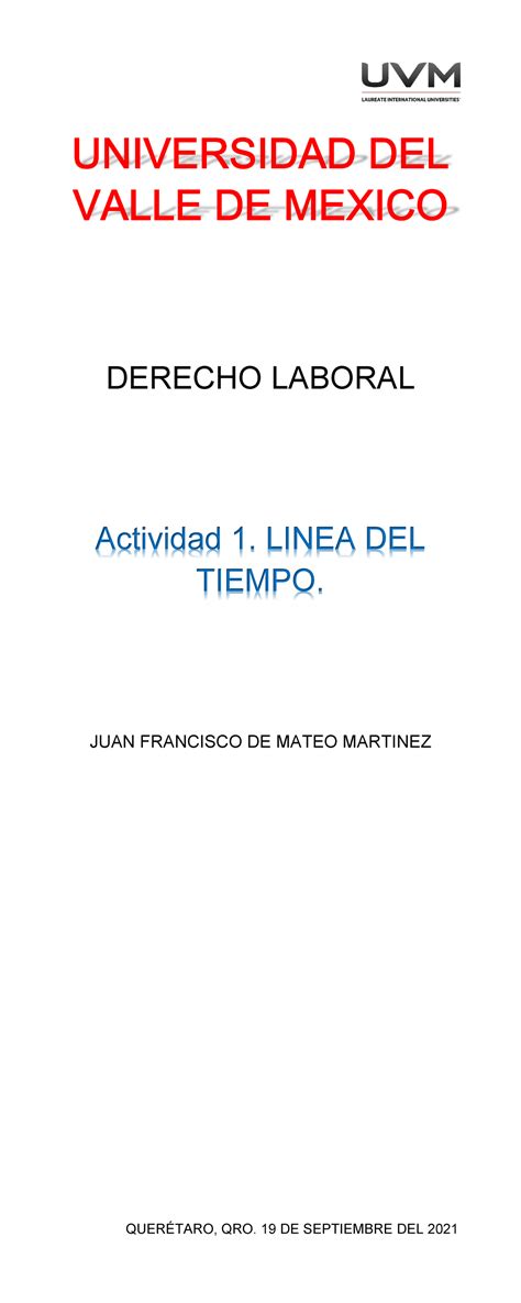 A 1 JFMM Actividad 1 Derecho Laboral UVM Studocu