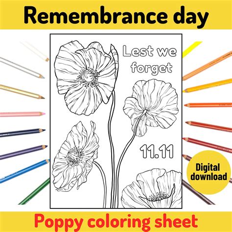 Printable Remembrance Day Poppy Colouring Page, Printable Coloring ...