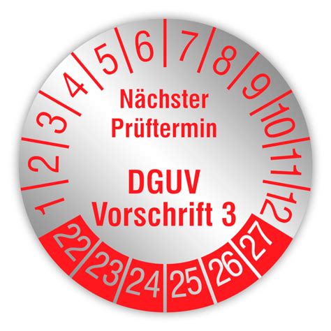 Prüfplaketten Nächster Prüftermin DGUV Vorschrift 3 22 27 sti