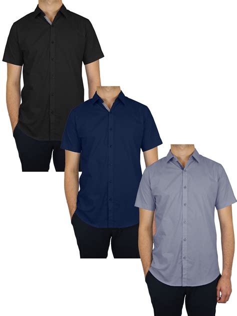 3 Pack Mens Short Sleeve Solid Dress Shirts S 5xl