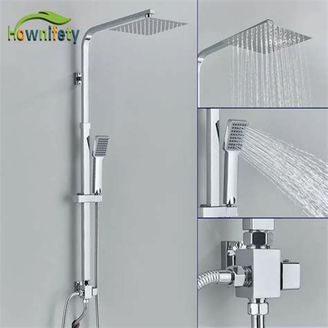 Chrome Or Black Bathroom Shower Faucet Set Rainfall Bath Systems Hot Cold Mixer Crane Tap Wall