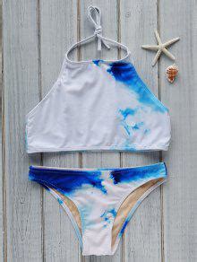 Tie Dyed High Neck Bikini Set In BLUE ZAFUL