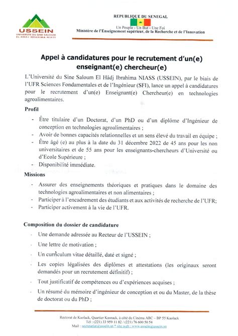 Appel Candidatures Pour Le Recrutement D Un E Enseignant E