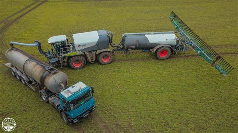 G Lle Ausbringen Claas Xerion Mit Sgt Aufbau Und Fass Youtube