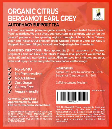 Organic Citrus Bergamot Earl Grey Autophagy Tea With Extra Etsy