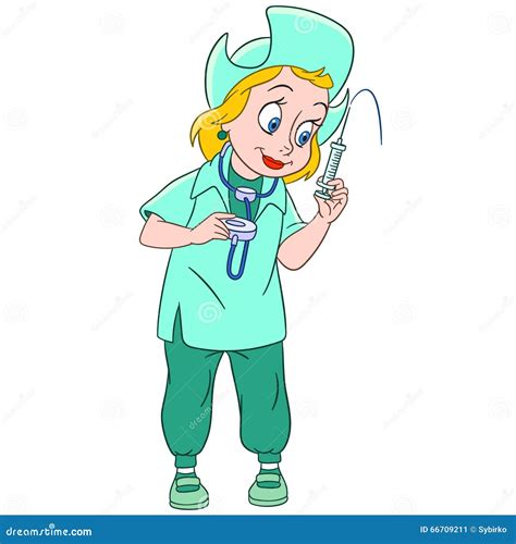 Cute Cartoon Nurse Stock Vector Image 66709211