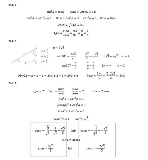 Funkcje trygonometryczne zadania w załączniku Brainly pl