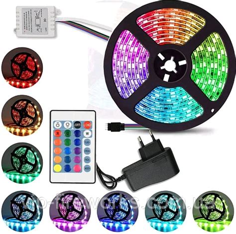 Купить Светодиодная RGB лента 5 метров с пультом и адаптером LED, цена ...