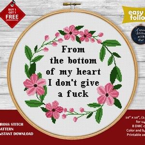 Snarky Cross Stitch Pattern I Don T Give A Fck Cross Stitch PDF Sarcastic Cross Stitch Mature