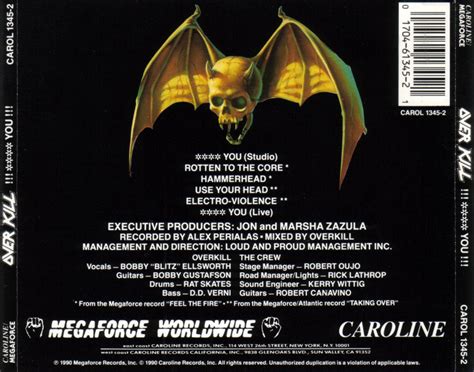 Car Tula Trasera De Overkill Fuck You Portada