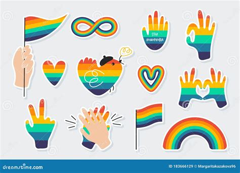 Set Of Icons On A Theme The Lgbtq Various Rainbow Symbols Rainbow