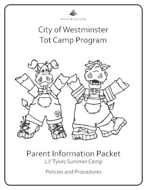 Fillable Online Ci Westminster Co Tot Camp Program Ci Westminster Co