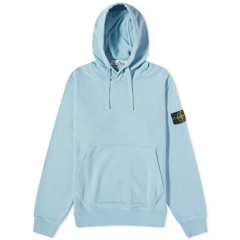 Stone Island Men S Garment Dyed Popover Hoody In Turquoise Stone Island