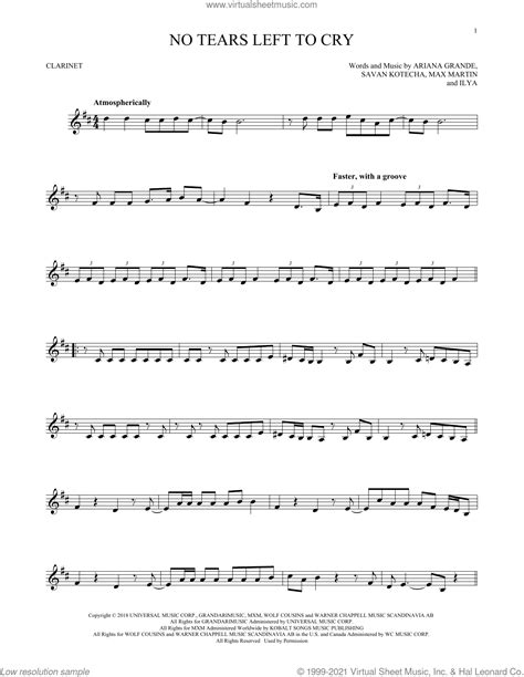 No Tears Left To Cry Sheet Music For Clarinet Solo PDF