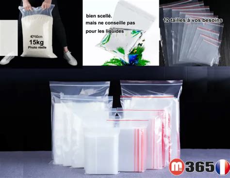 LOT SACHET PLASTIQUE Fermeture ZIP Transparent Bag Pochon Pochette Sac