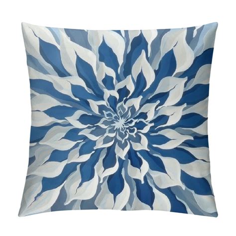 Creowell Dahlia Pillow Covers Navy Blue Grey White Floral Decorative Throw Pillow Cases Spring