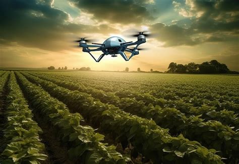 Premium AI Image Drones Flying Over Farm Field Smart Farming Concept