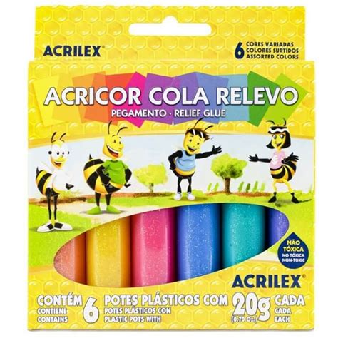 Cola Relevo Agricor Crystal Jelly Glitter 20g 6 Cores Acrilex